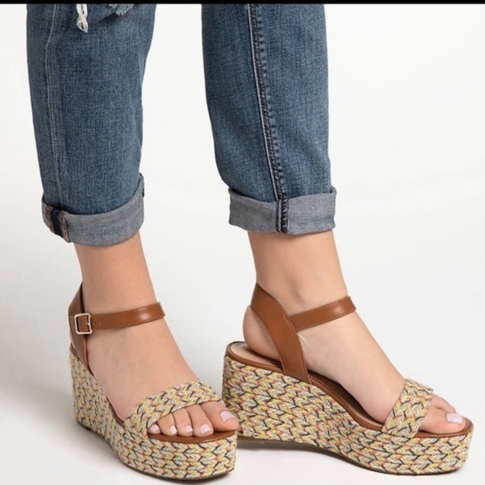 MIX NO. 6 Cammie multicolor open toe wedge platform sandal espadrille size 8